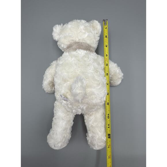 Brookstone NAP Teddy Bear White Cream In Tan Scarf Plush 12” Stuffed Animal - Picture 5 of 7